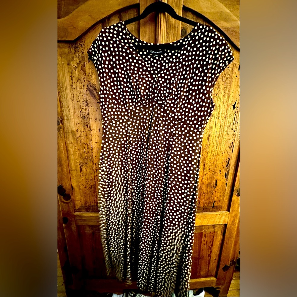 Jones New York Brown and White Polka Dot Maxi Dress